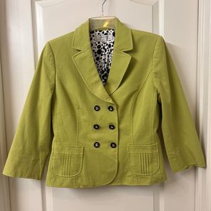 Tahari Blazer Women’s Size 8 Lined  Green 6 Button 3/4 sleeves Work Wear